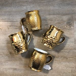 Golden Ceramic Mugs Set of 4